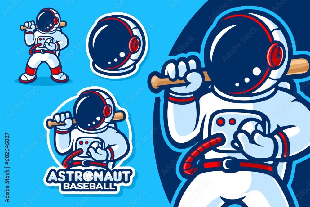 Astronaut Baseball Mascot Stock Illustration Vector
