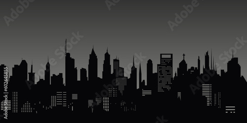Black city metropolis silhouette, vector illustration