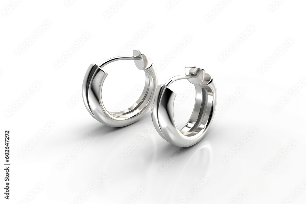 Modern Take On The Classic Hoop Earrings With A Thin Open Design White Background. Generative AI