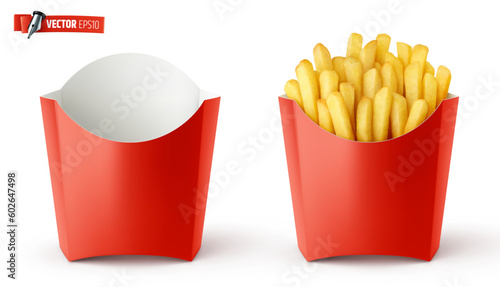 Vector realistic illustration of french fries on a white background.
