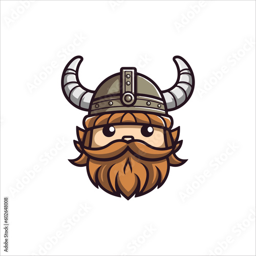 Cute viking warrior face illustration artwork isolated on white background, suitable for print on demand, stickers, logo designs and many more