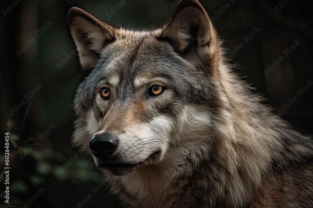 Gray Wolf Predators: Capturing the Wild Mammal in its Natural Portrait, Generative AI