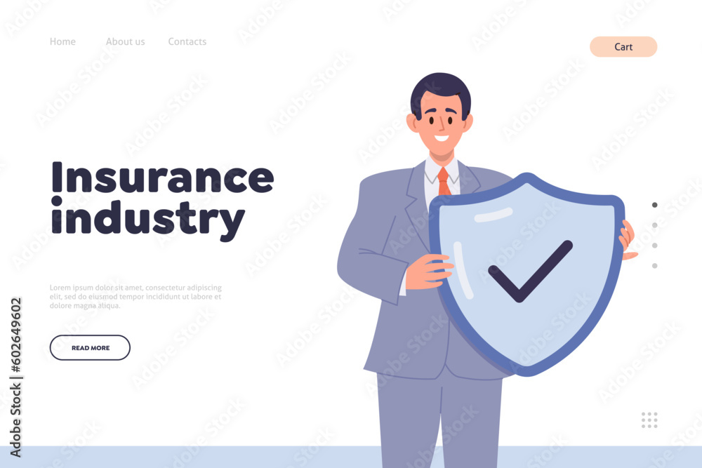 Insurance industry concept, business support and healthcare online service landing page template Insurance industry concept, business support and healthcare online service landing page template