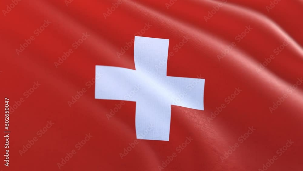 Slow motion loop of a Switzerland flag waving in the wind Slow motion loop of a Switzerland flag waving in the wind