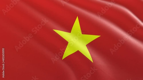 Slow motion loop of a Vietnam flag waving in the wind