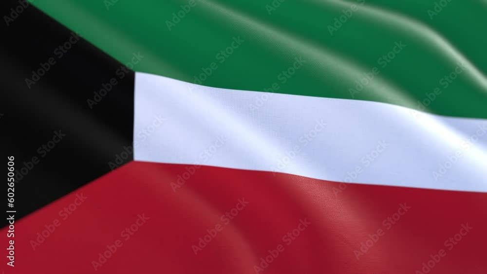 Slow motion loop of a Kuwait flag waving in the wind Slow motion loop of a Kuwait flag waving in the wind
