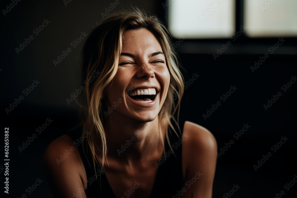 Beautiful laughing woman. Generative AI Beautiful laughing woman. Generative AI