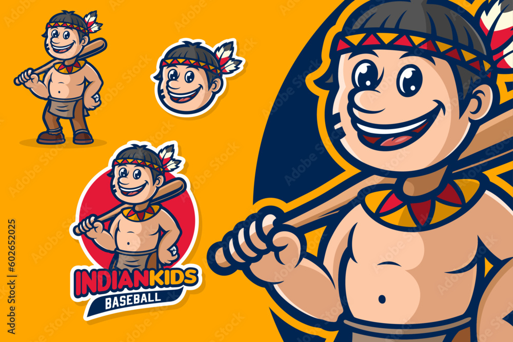 Indian Baseball Mascot Stock Illustration Vector