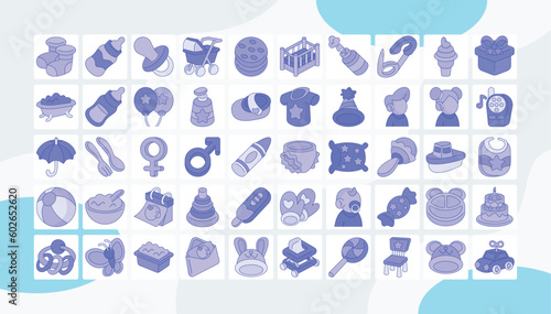 Baby Shower blue icons pack
