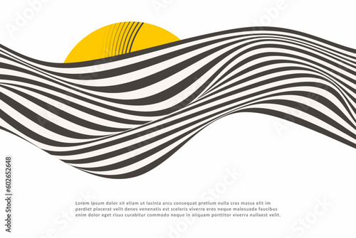 Abstract wave background, black and white wavy stripes or lines design.Optical art.