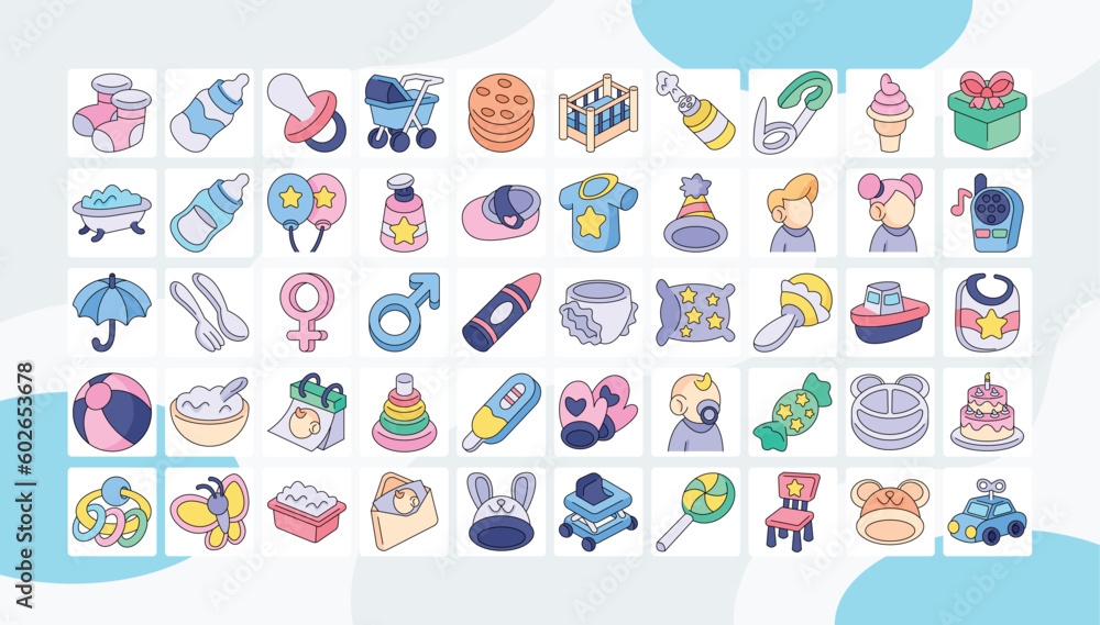 Baby Shower color icons pack
