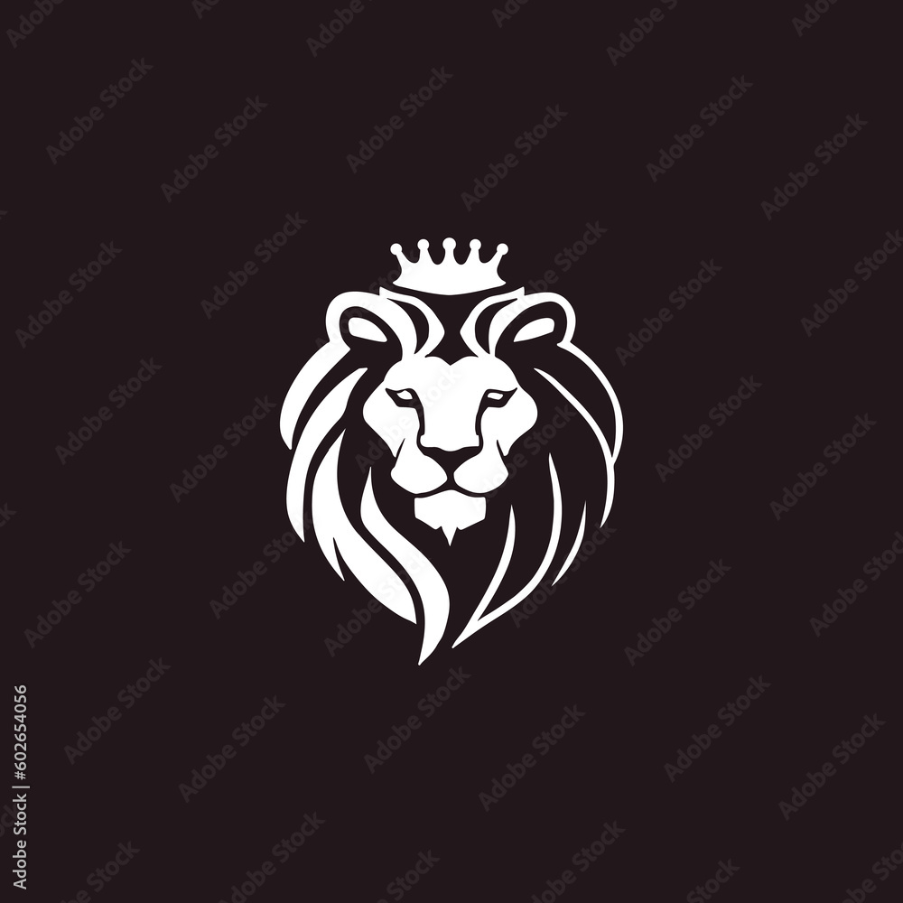 Fototapeta premium Minimalist lion face line art style logo template, Isolated on white background