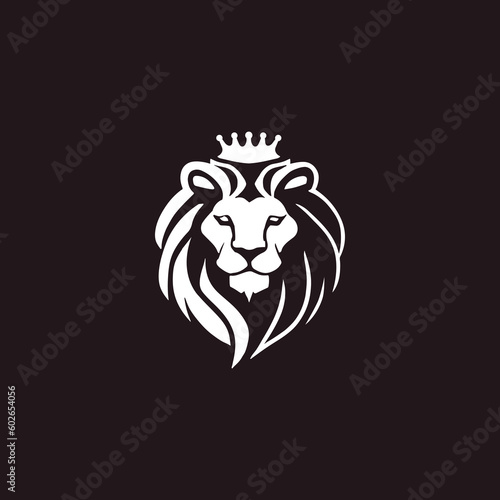 Minimalist lion face line art style logo template  Isolated on white background