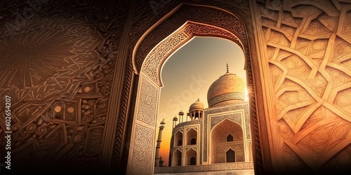 Islamic background with magnificent mosque create with generative AI. AI generated photo