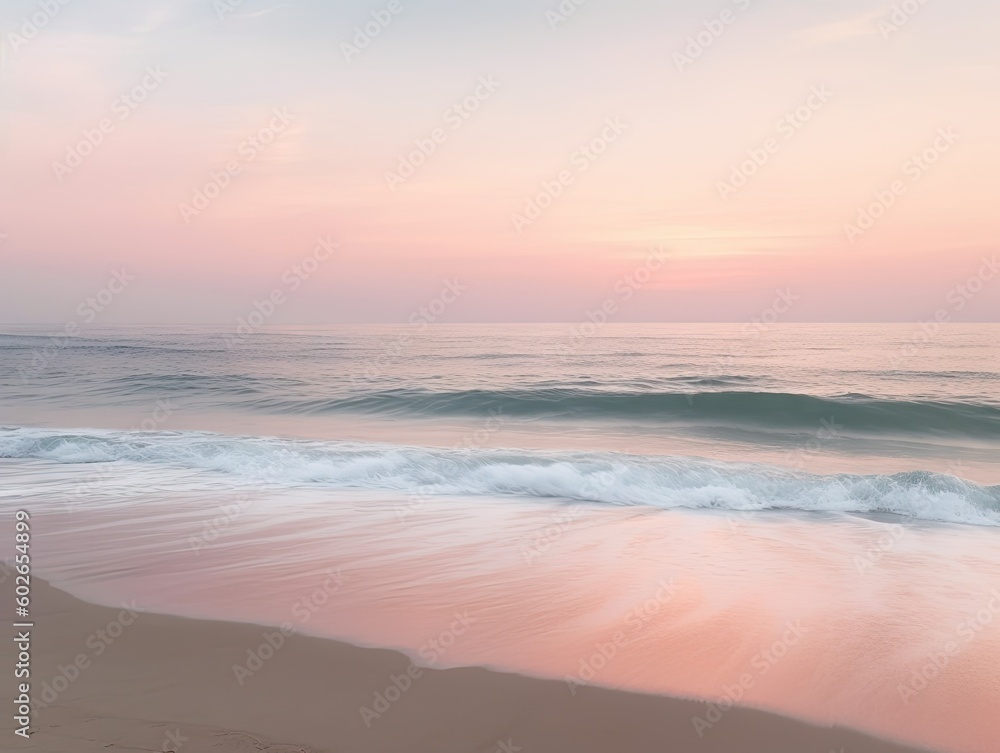 Soft Pink Sunrise over Calm Ocean-ai generated
