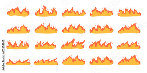 Cartoon fire effect. A yellow bonfire burns to heat.