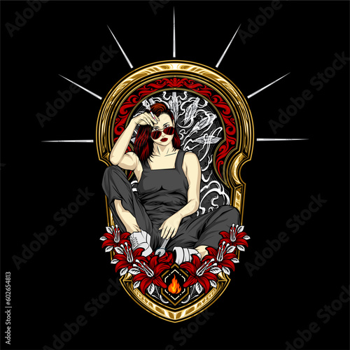 garage girl illustration for t shirt design