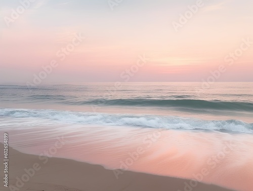 Soft Pink Sunrise over Calm Ocean-ai generated