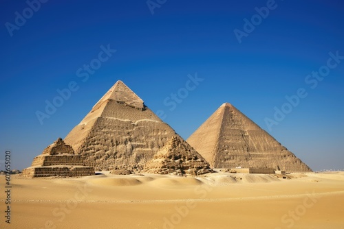 Pyramids of Egypt Under the Blue Sky - AI Generated