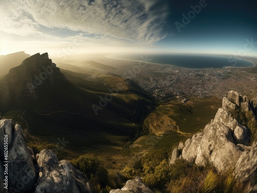 Panoramic View of Table Mountain in Cape Town - AI Generated