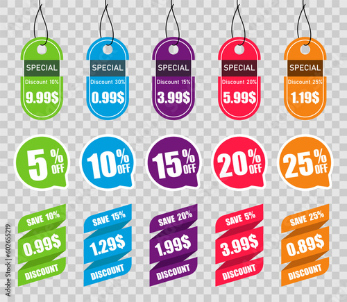 Set of price tags, sticker for promotion and advertising