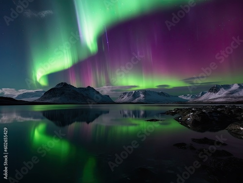 Mesmerizing Aurora Borealis Display - AI Generated © dasom