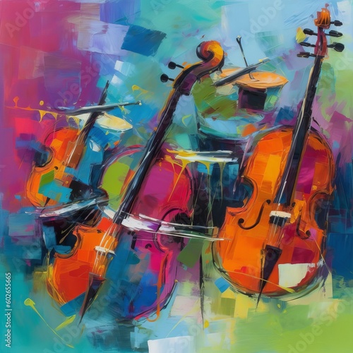 musical instruments orchestra music abstract colorful painting