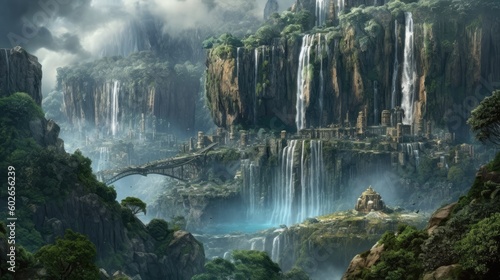 Majestic view of waterfalls