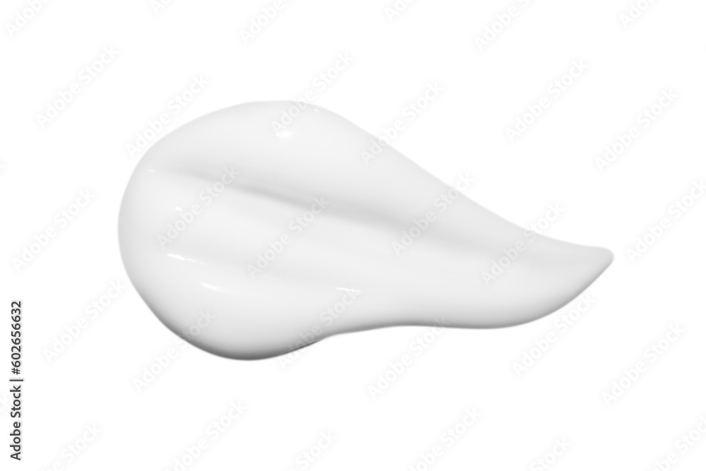 A drop of liquid smeared white cream on a white background. Isolated A drop of liquid smeared white cream on a white background. Isolated
