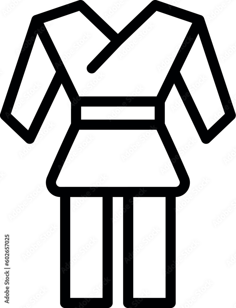 Model kimono icon outline vector. Cad gi. Top belt Model kimono icon outline vector. Cad gi. Top belt