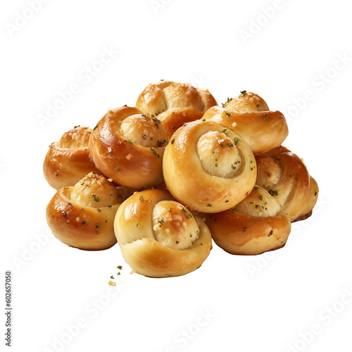 Photography garlic knots isolated on transparent background