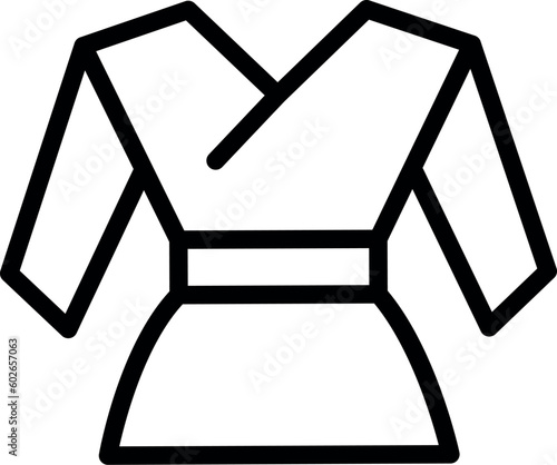 Long belt kimono icon outline vector. Brazilian cad. Front back
