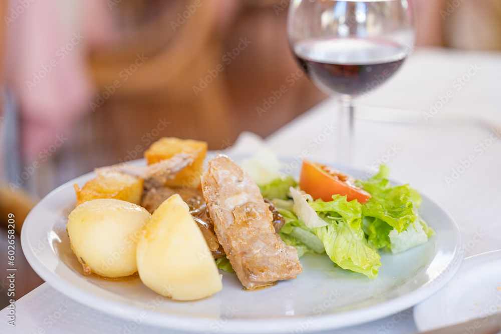 lunch with a glass of wine in Madeira