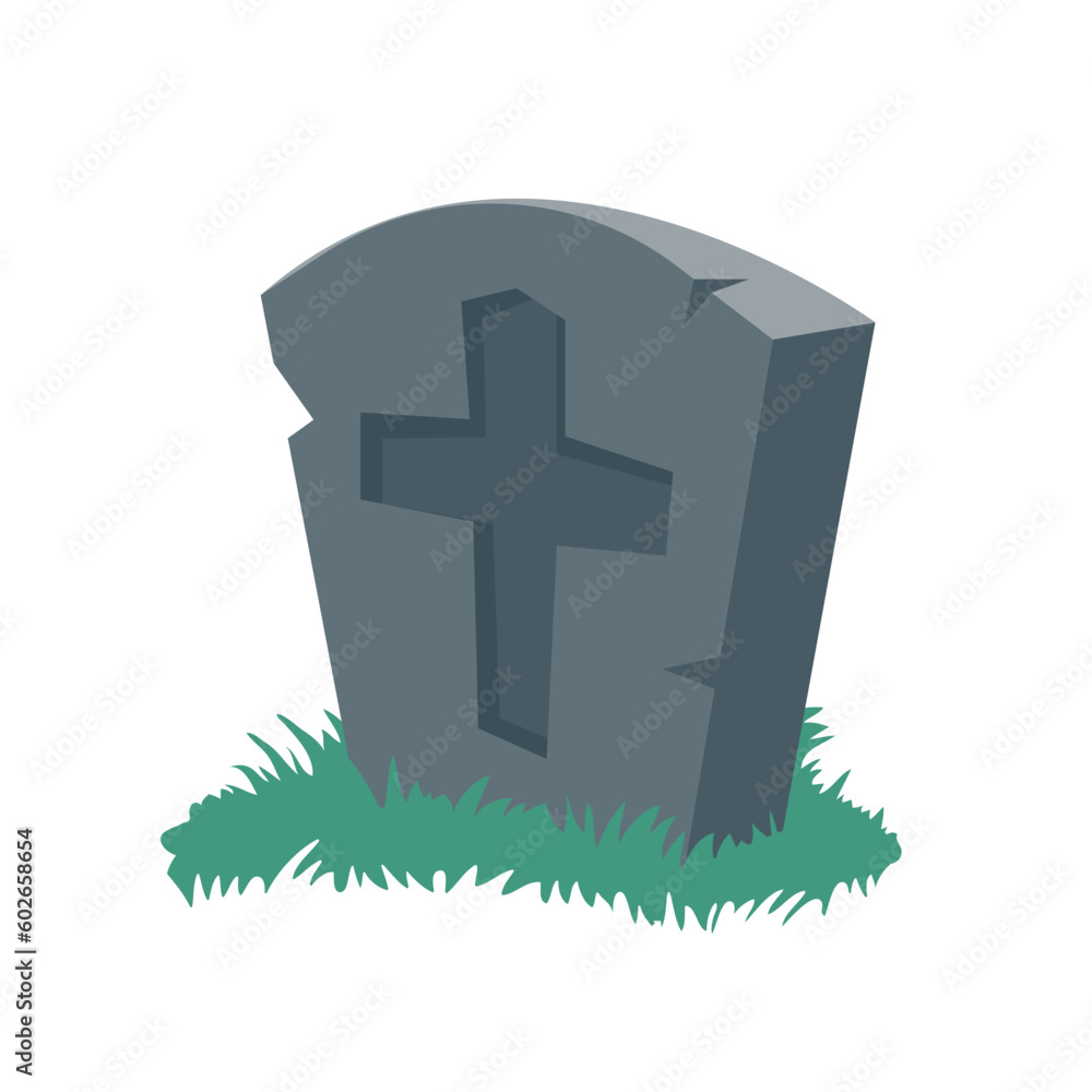 Obraz premium cartoon gravestones of the dead The crucifix on the grave halloween night horror