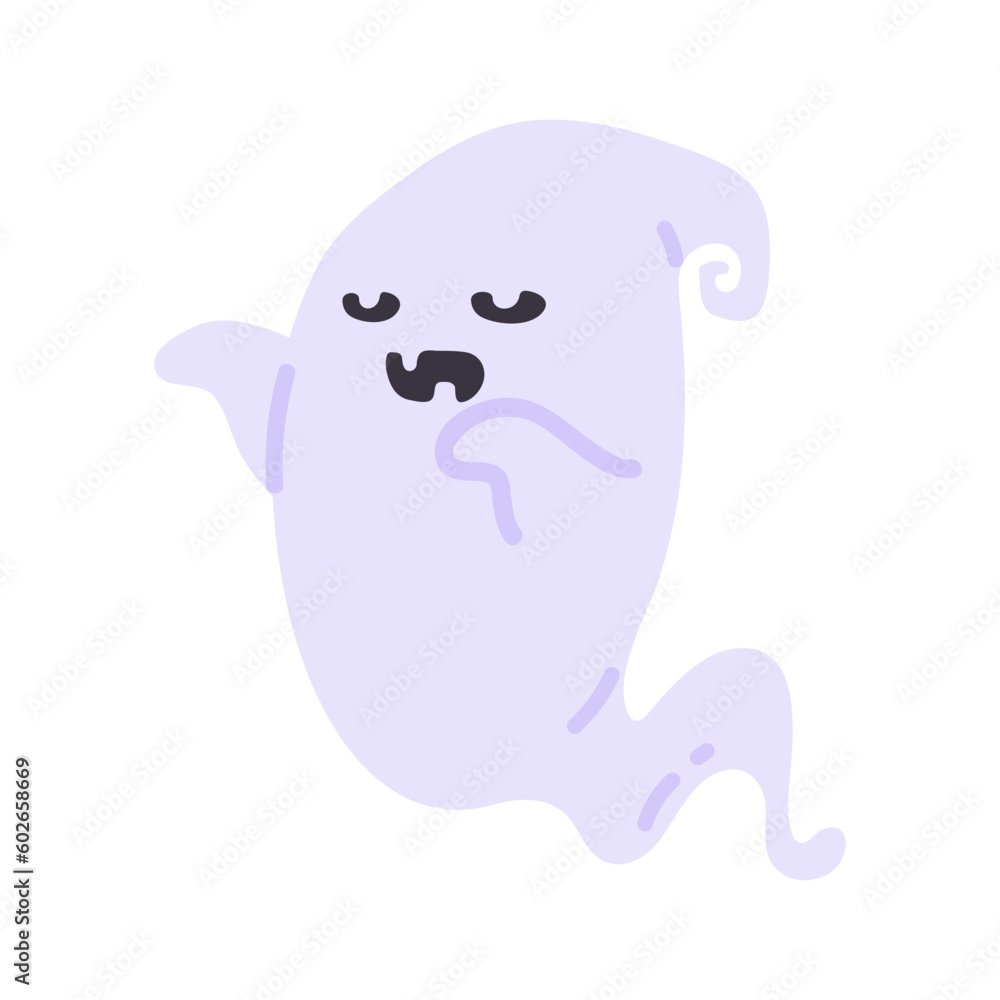 Cartoon ghost in white robe floating Haunt and scare people on Halloween night. Cartoon ghost in white robe floating Haunt and scare people on Halloween night.