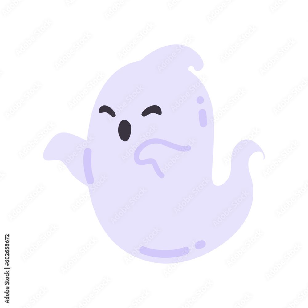 Cartoon ghost in white robe floating Haunt and scare people on Halloween night. Cartoon ghost in white robe floating Haunt and scare people on Halloween night.