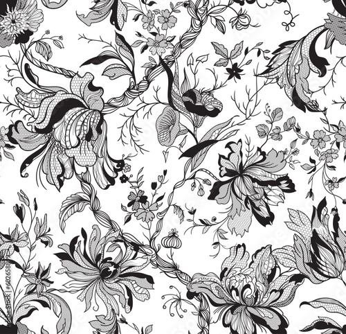 lace floral seamless pattern. Chintz	