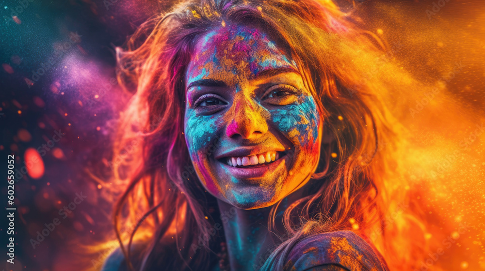 Celebrating Holi color festival. Generative AI Celebrating Holi color festival. Generative AI