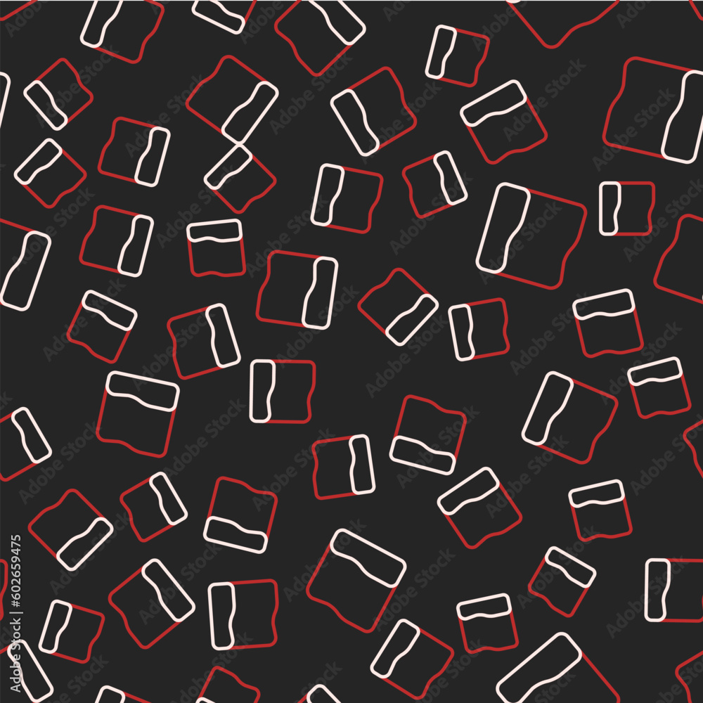 Line Rectangular pillow icon isolated seamless pattern on black background. Cushion sign. Orthopedic pillow. Vector Line Rectangular pillow icon isolated seamless pattern on black background. Cushion sign. Orthopedic pillow. Vector