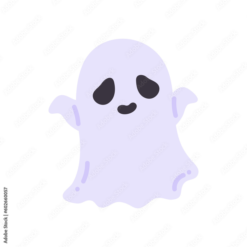 Cartoon ghost in white robe floating Haunt and scare people on Halloween night. Cartoon ghost in white robe floating Haunt and scare people on Halloween night.