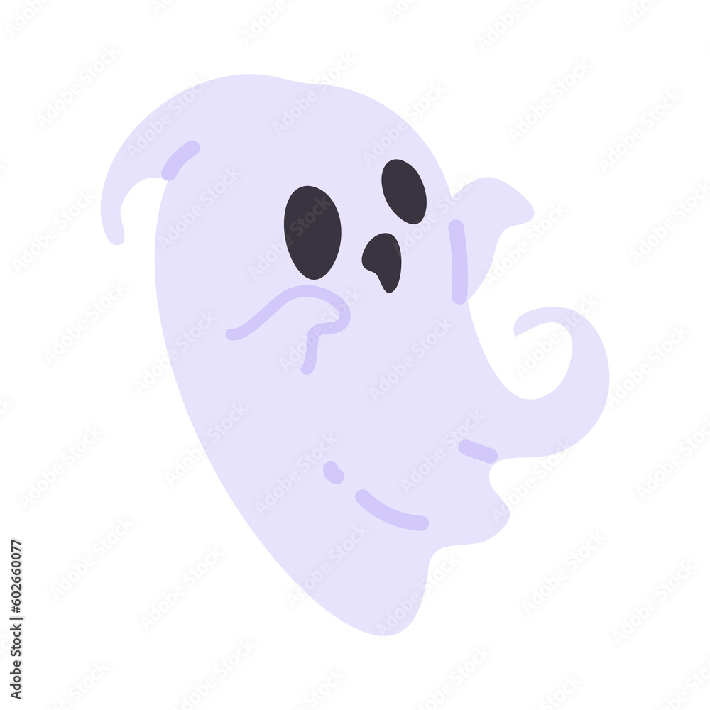 Cartoon ghost in white robe floating Haunt and scare people on Halloween night. Cartoon ghost in white robe floating Haunt and scare people on Halloween night.