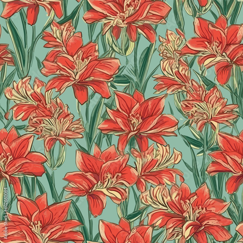Seamless Colorful Lily Pattern.Seamless pattern of lilys in colorful style. Add color to your digital project with our pattern!