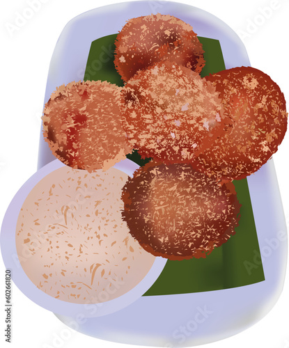 Shrimp pancake with dipping sweet sauce  Served with Sweet plum Sauce (Tod Mun Goong)