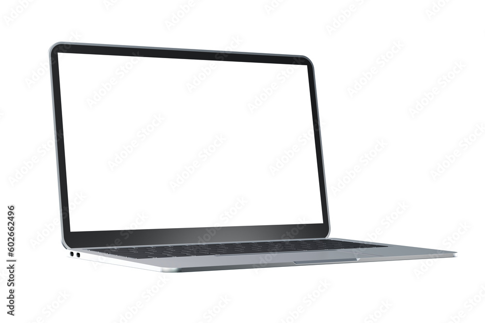 Laptop with blank screen or mock up computer for apply screen display on web and app isolated on white background, 3D render illustration Laptop with blank screen or mock up computer for apply screen display on web and app isolated on white background, 3D render illustration