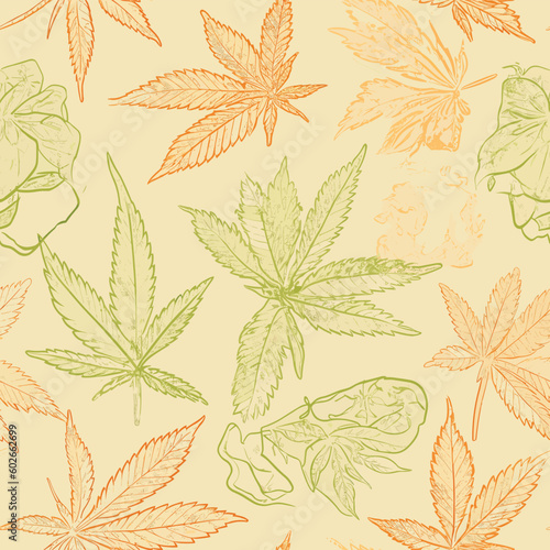 Seamless Colorful Marijuana Pattern.

Seamless pattern of marijuanas in colorful style. Add color to your digital project with our pattern!