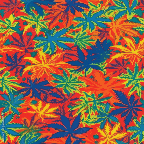 Seamless Colorful Marijuana Pattern.

Seamless pattern of marijuanas in colorful style. Add color to your digital project with our pattern!