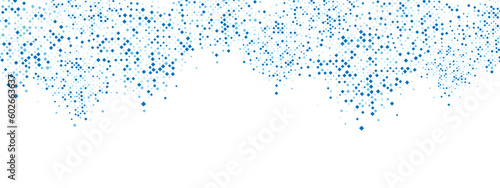 Dotted ornamental background frame. Vector texture of blue squares, rhombuses. A route made of crystals. Poster for technology, medicine, presentations, business.