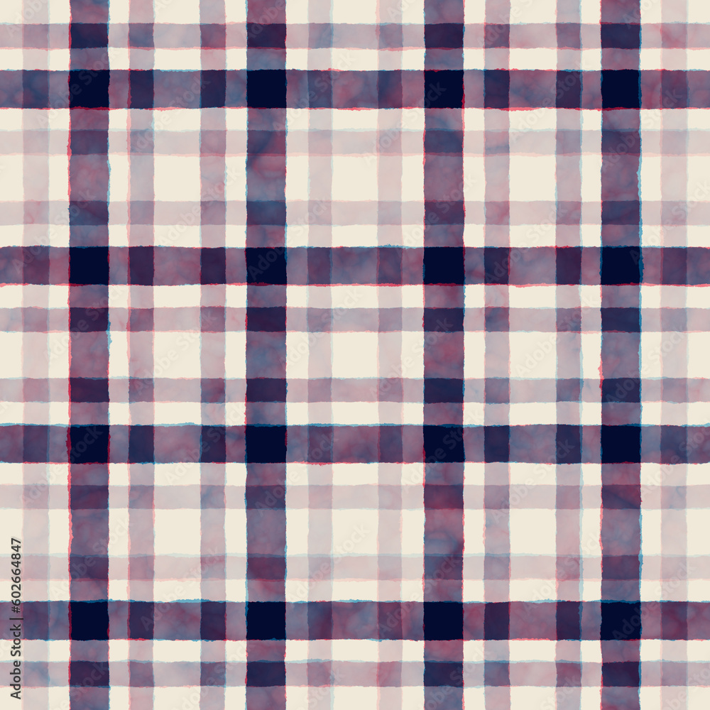Watercolor-Dyed Effect Textured Checked Pattern. Watercolor-Dyed Effect Textured Checked Pattern.