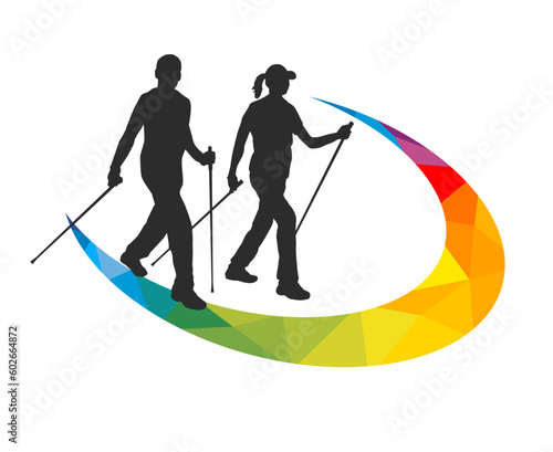 Nordic walking sport graphic for use as a template for flyer or for use in web design.