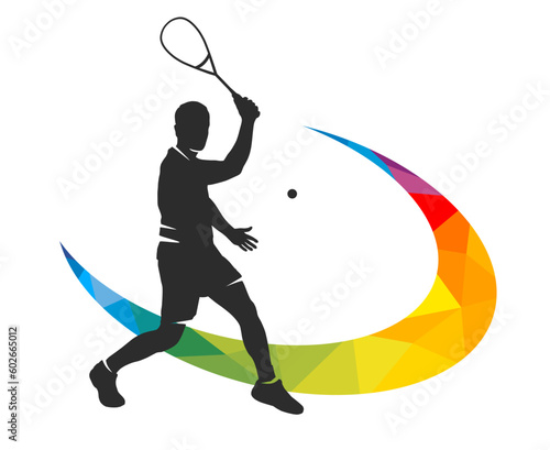 Creative squash sport background illustration for use as a template for flyer or for use in web design.
